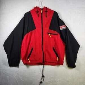 Vtg Marlboro Adventure Team Red Full Zip Windbreaker Jacket Lโ 90s